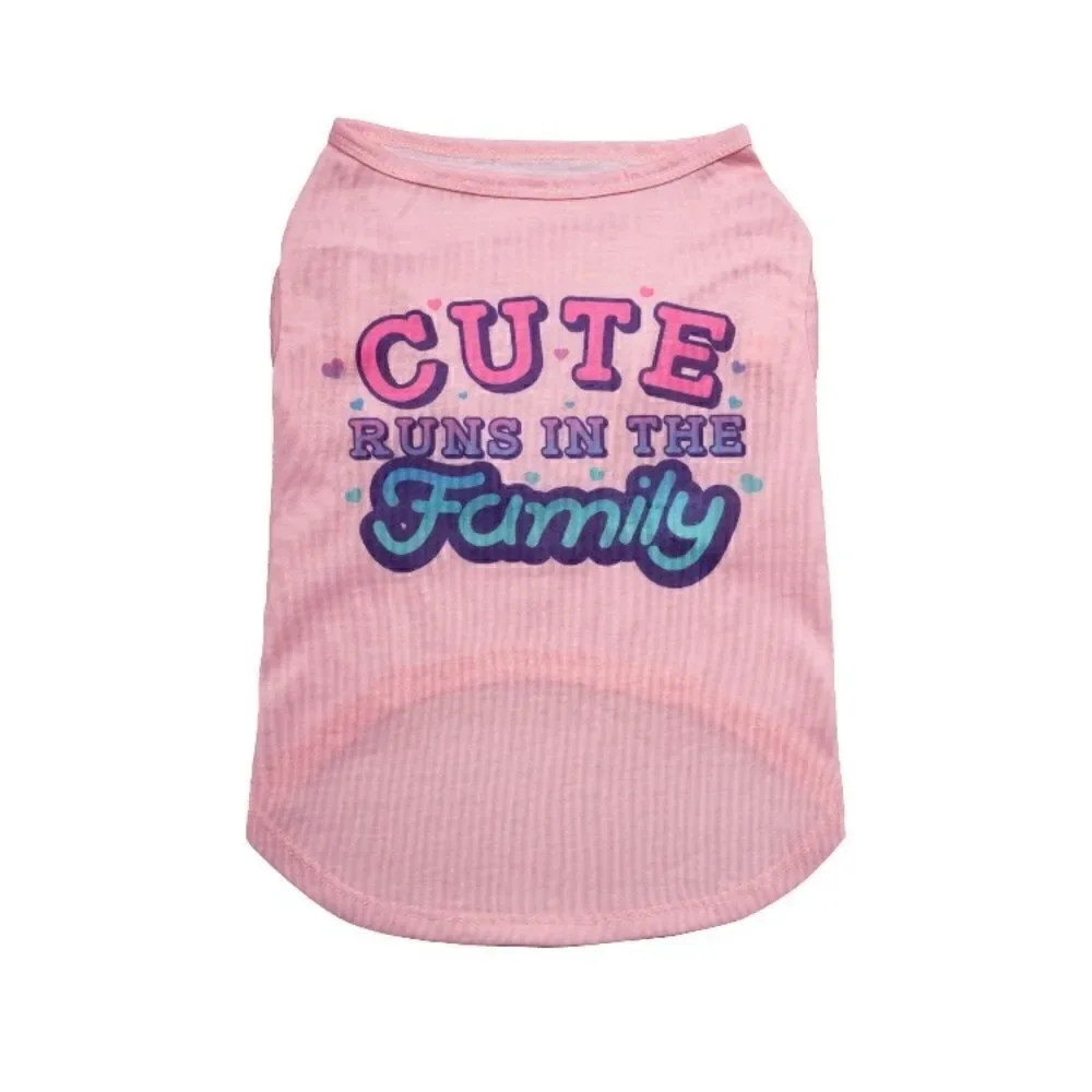 Dog Clothes, Cute Runs in the Family, Pet T-Shirt, Pink Size S